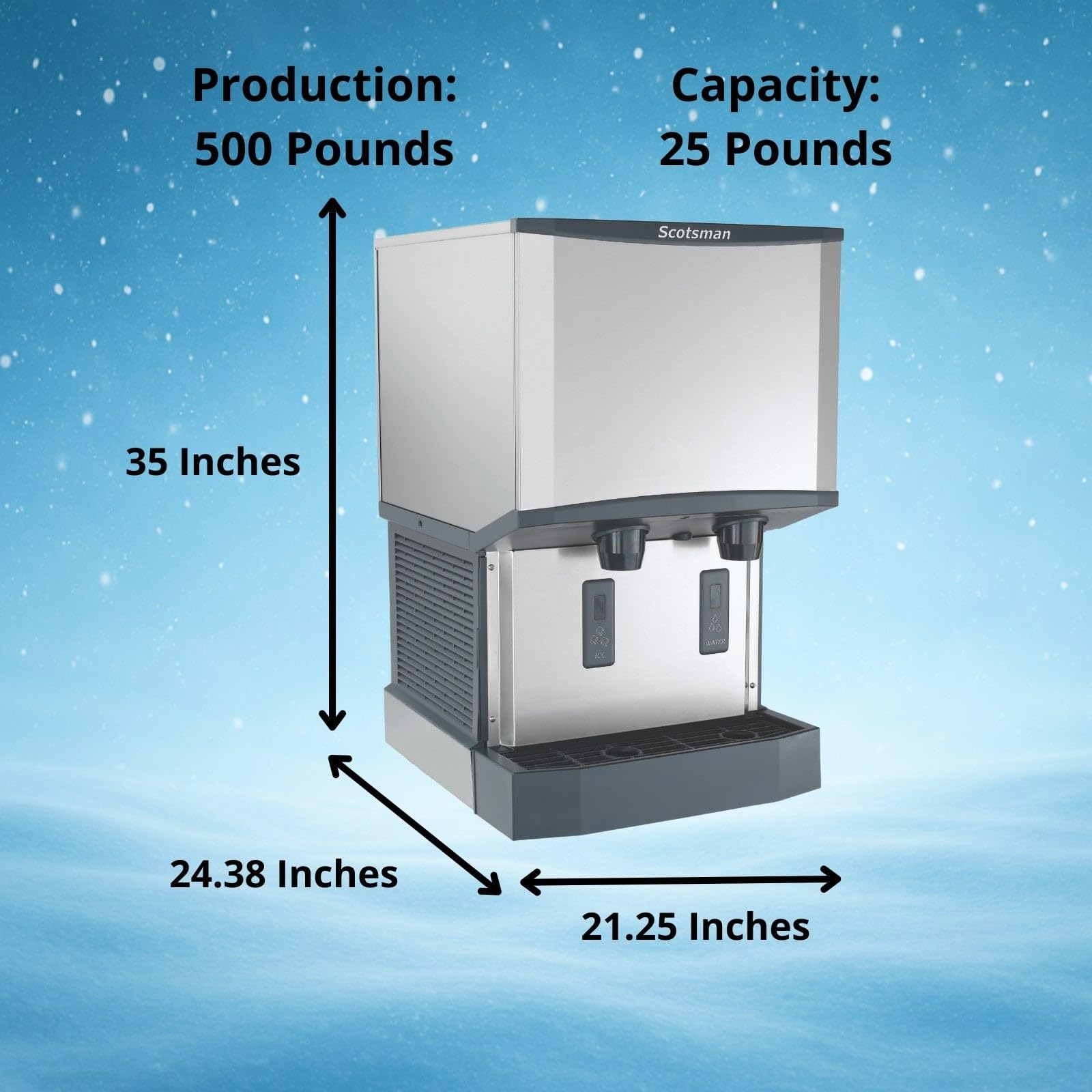 Scotsman Meridian Touchfree Countertop Nugget Ice Maker & Water Dispenser - 500 lb/Day, 25 lb Storage Bin on Fridge.com