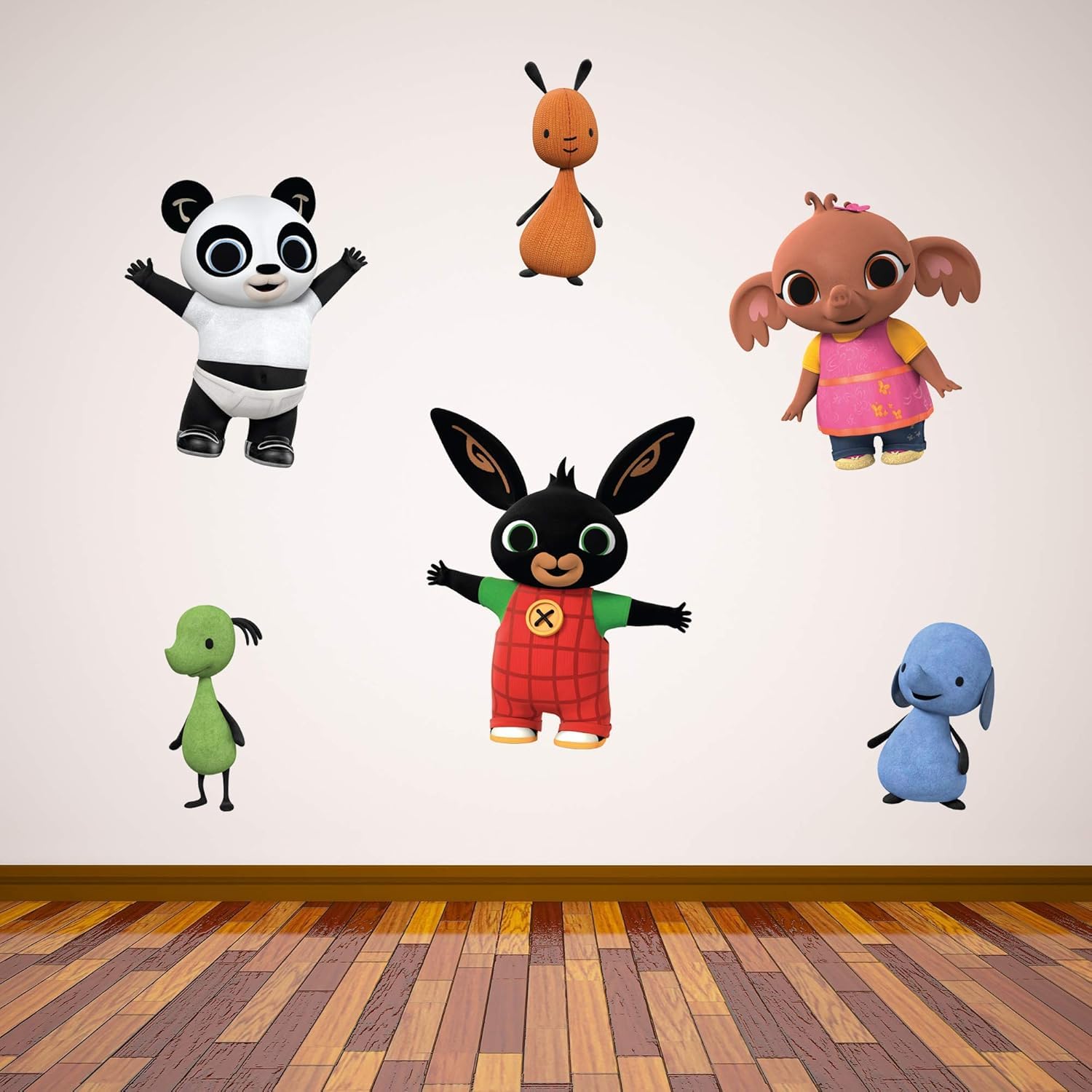 Beautiful Game Multicolor Bing Wall Sticker - Small Group Decal Set Kids Bedroom Decor Bing Bunny Sula Pando Flop Amma Padget (90Cm Width X 45Cm Height)