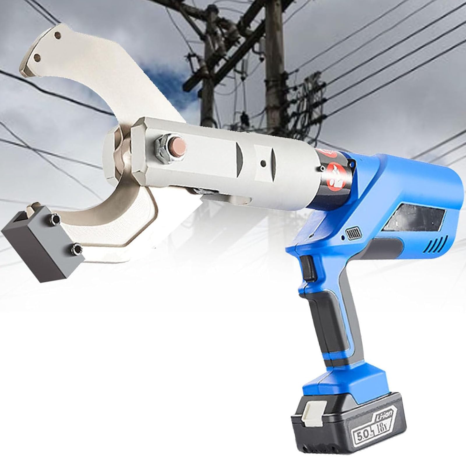 Coupe-câble hydraulique avec affichage LED, alimenté par batterie, cliquet électrique 18 V pour couper des câbles blindés