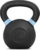 Powder Coated Kettlebell, Cast Iron Core Kettlebells with Non-Slip Handle & Flat Bottom for Conditioning, Heavy Duty for Strength Training, 9lb to 71lb - Single & Pair