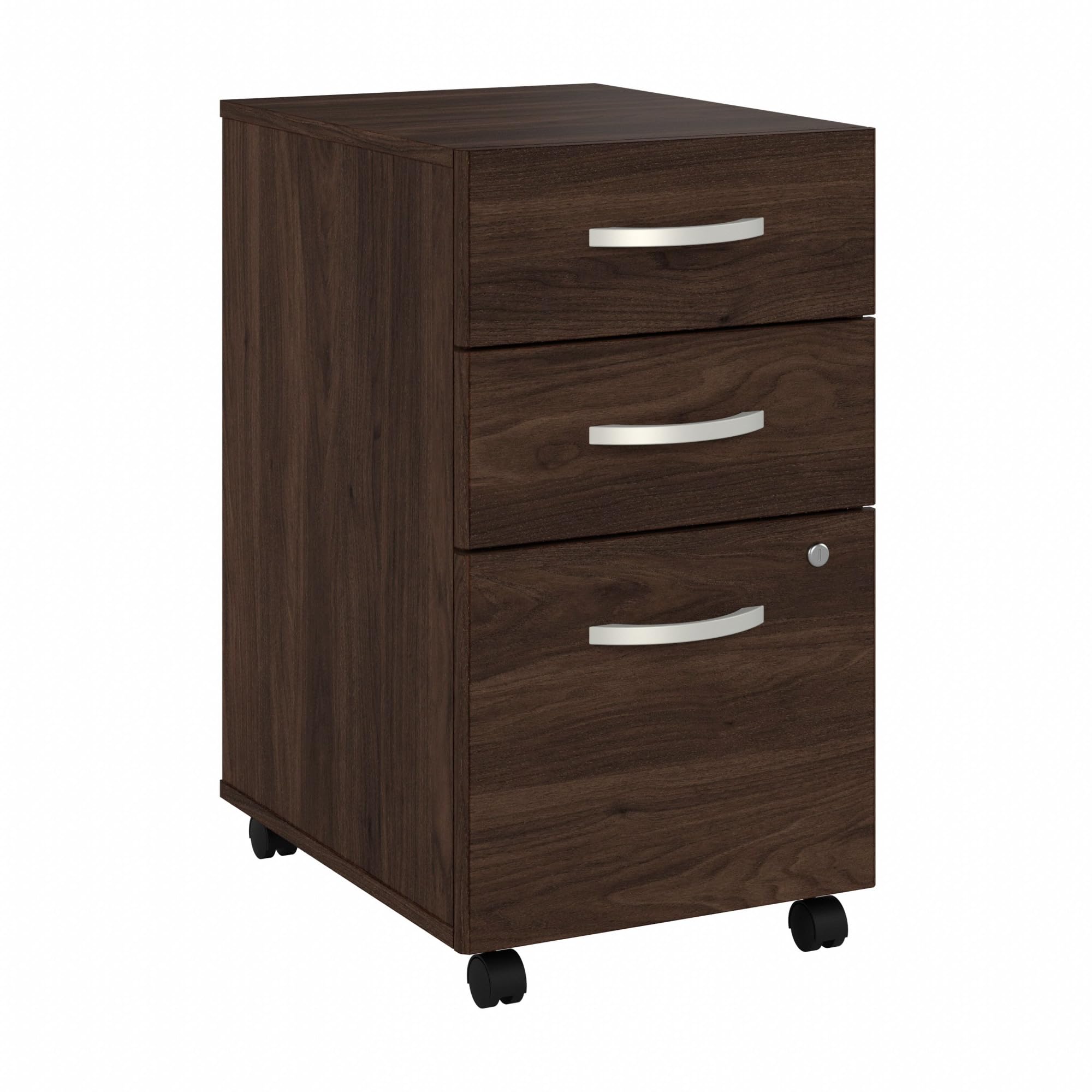 Bush Business Furniture Studio C 3 Drawer Mobile File Cabinet in Black Walnut