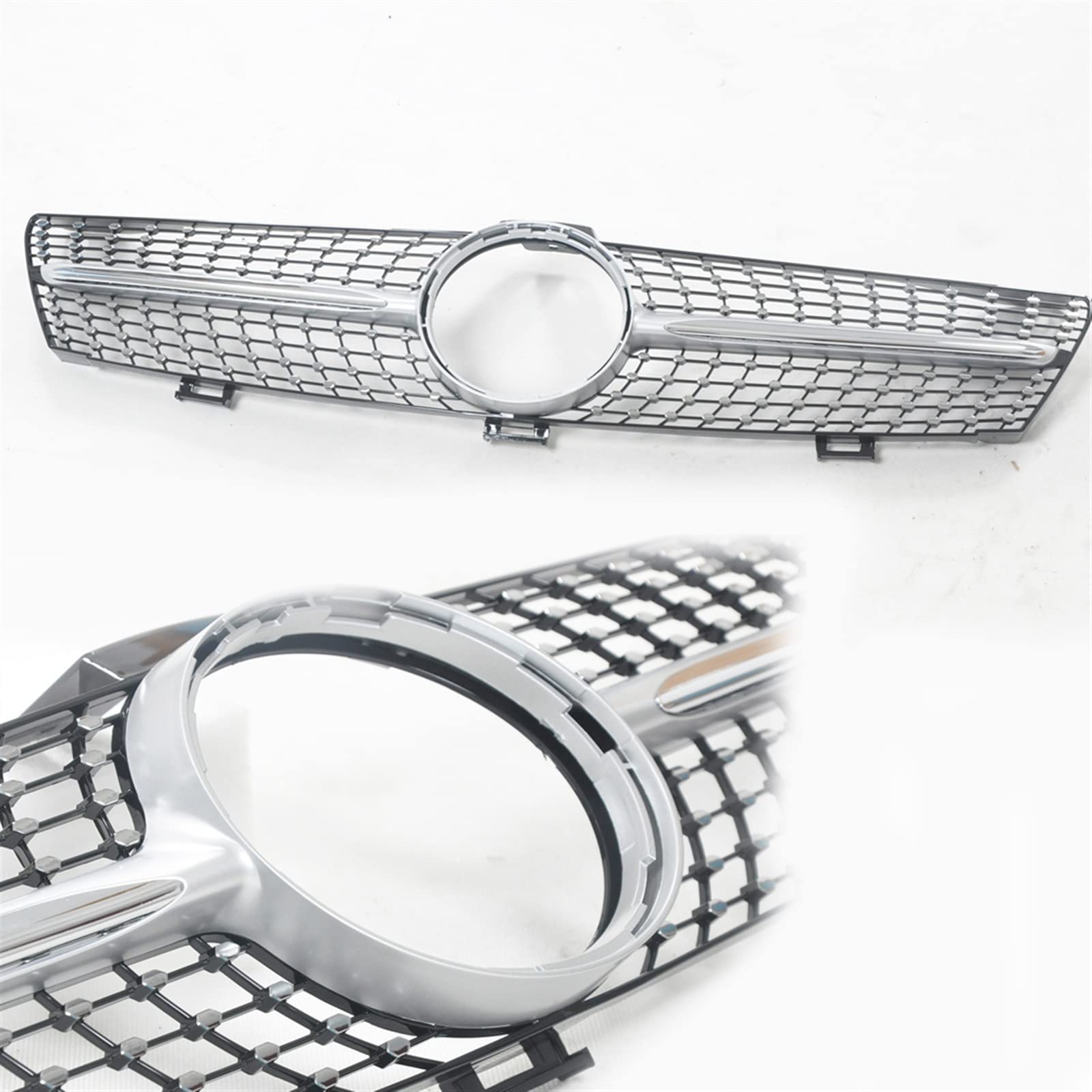 Calandre supérieure argentée style diamant pour Benz CLS W219 2005-2008