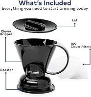 Vista 3 de Clever Coffee Dripper and Filters, Large 18 oz (Black) Barista's Choice Safe BPA Free Plastic Includes 100 Filters