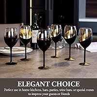 Vista 3 de MyGift Copas de vino modernas inclinadas de 14 onzas con tallo negro mate y dorado, diseño elegante en ángulo con copas de cristal de acento
