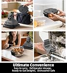 Glass Air Fryer, 5-in-1 1500W Portable Air Fryer with 4QT & 6-Cup Glass Containers with Lids, Silicone Mat, 90% Less Oil, Dishwasher & Freezer Safe for Single Servings & Family Meals