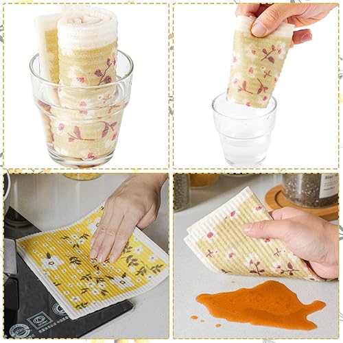 Miniatura 4 de CHENGU 6 paños de cocina suecos, paños de cocina absorbentes de secado rápido, reutilizables, pequeños trapos de limpieza para mostrador (patrones