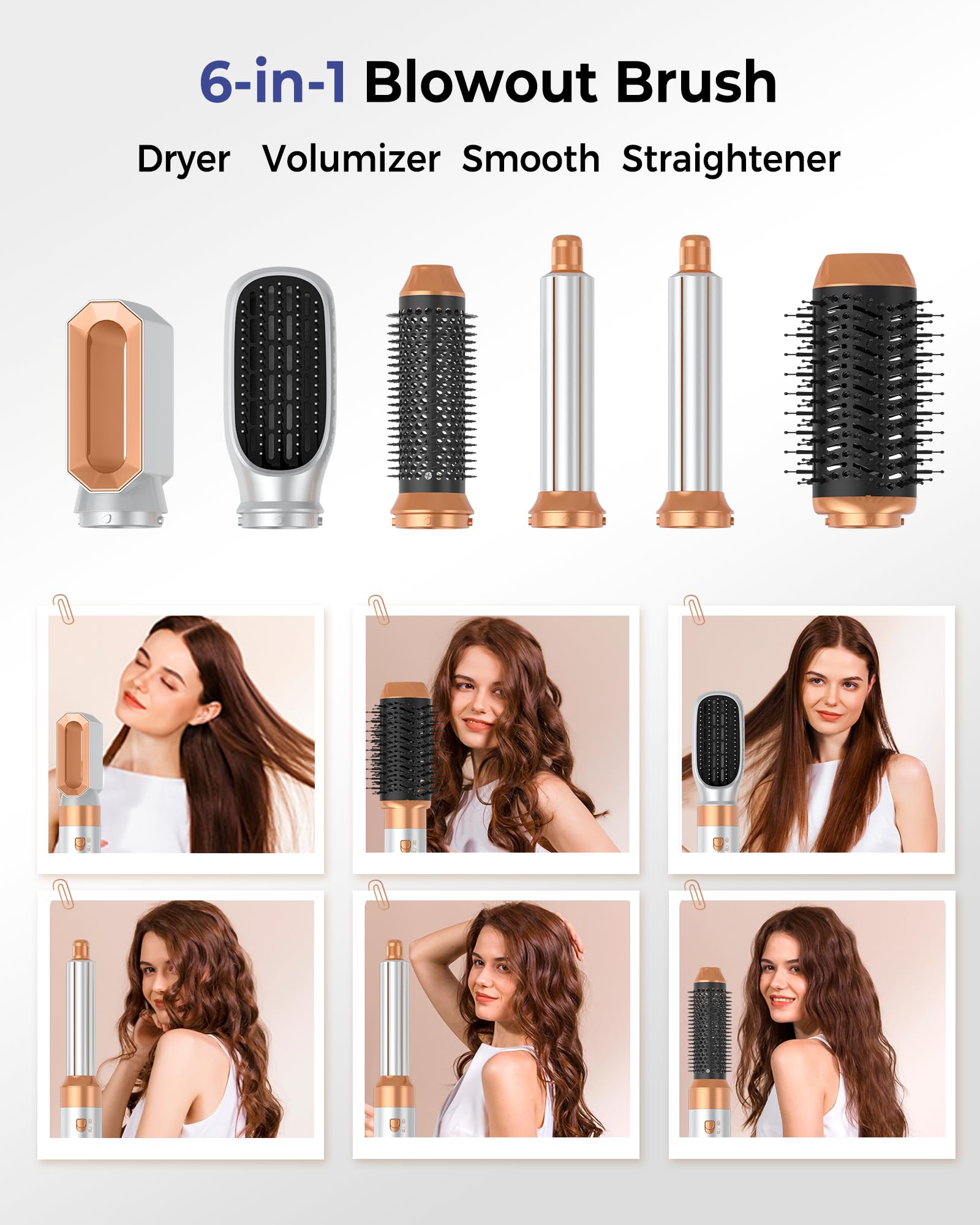 MogaWave Pro Hair styler 6 en 1 Air styler 1000 W Multi Haarstyler mit Haartrockner Rundbürstenföhn Warmluftbürste Föhn Föhbürste Föhbürste automatisch Luft-Lockenstab Haarglätter Bürste Volumenbürste