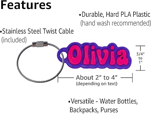 Miniatura 5 de Etiqueta de nombre personalizada para botellas de agua etiqueta personalizada para bolsa con cable de acero inoxidable