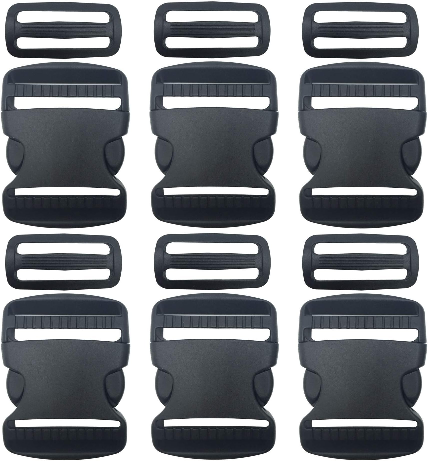 6 Set 2 Inch Release Plastic Buckles and Tri-Glide Slides