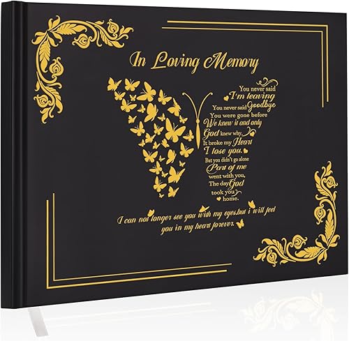 Miniatura 8 de Libro de invitados funerario para funeral, libro de 80 páginas, libro de registro funerario, una celebración de la vida