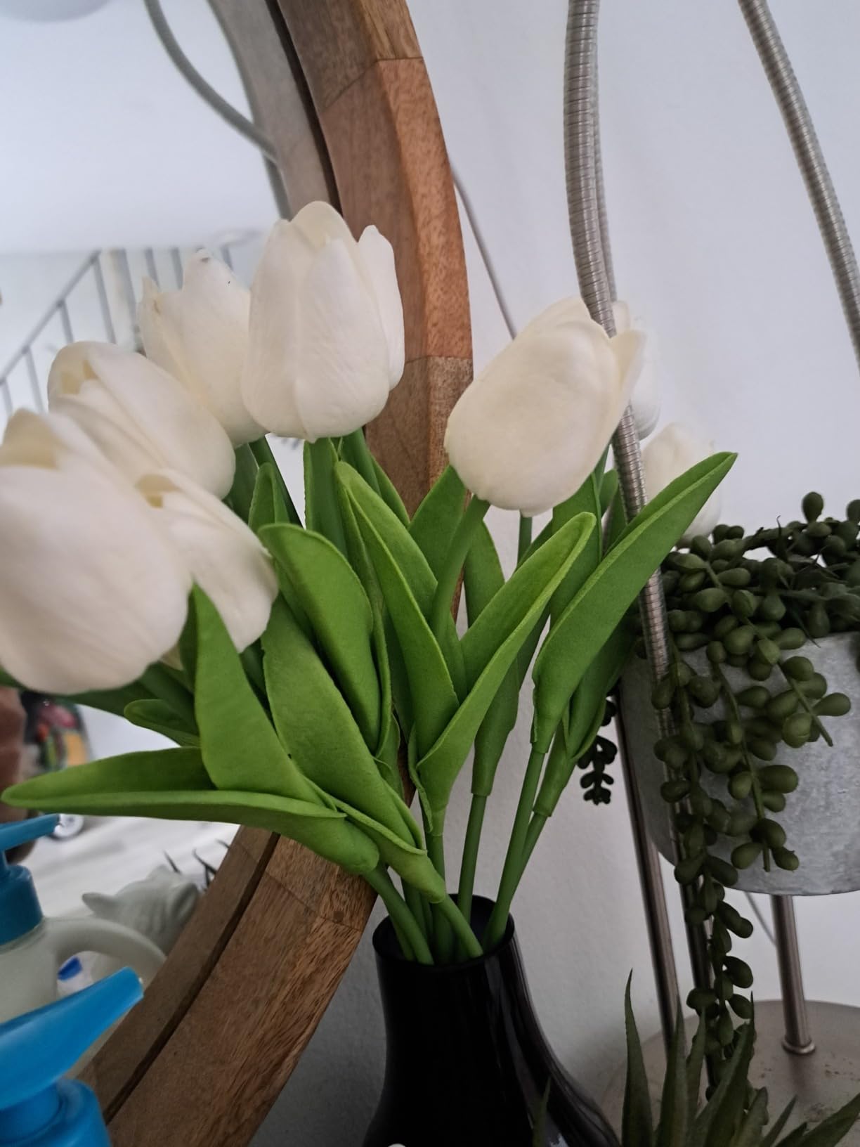 Mormore White Artificial Tulip Silk Fake Flowers 20pcs，Artificial