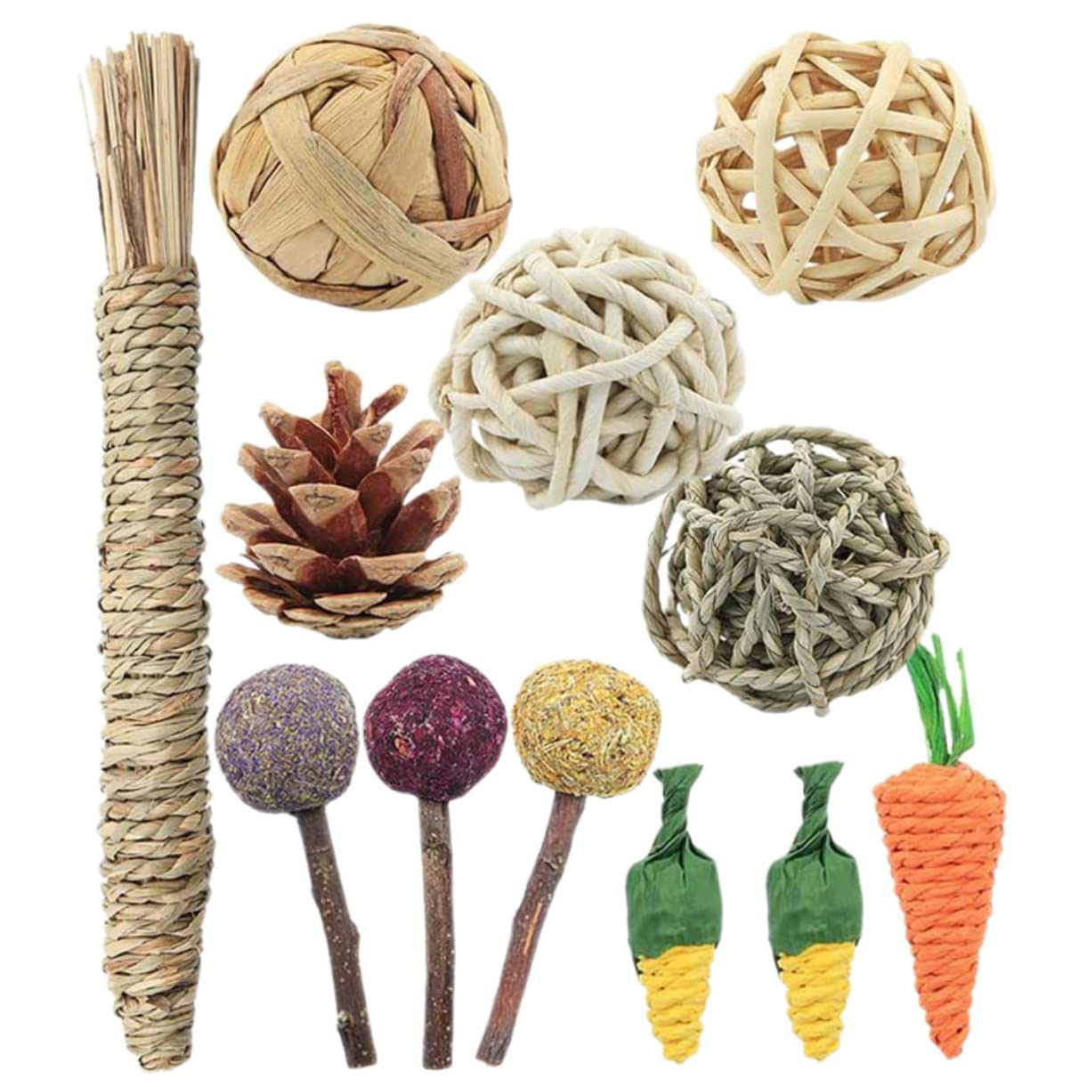 BESPORTBLE 36pezzi Giochi Da Masticare Per Conigli e Criceti Di Accessori Rattan Per Animali Domestici Sicuri e Resistenti Per Cavi e Cincillà Divertenti e Stimolanti Per Gioco e Esercizio