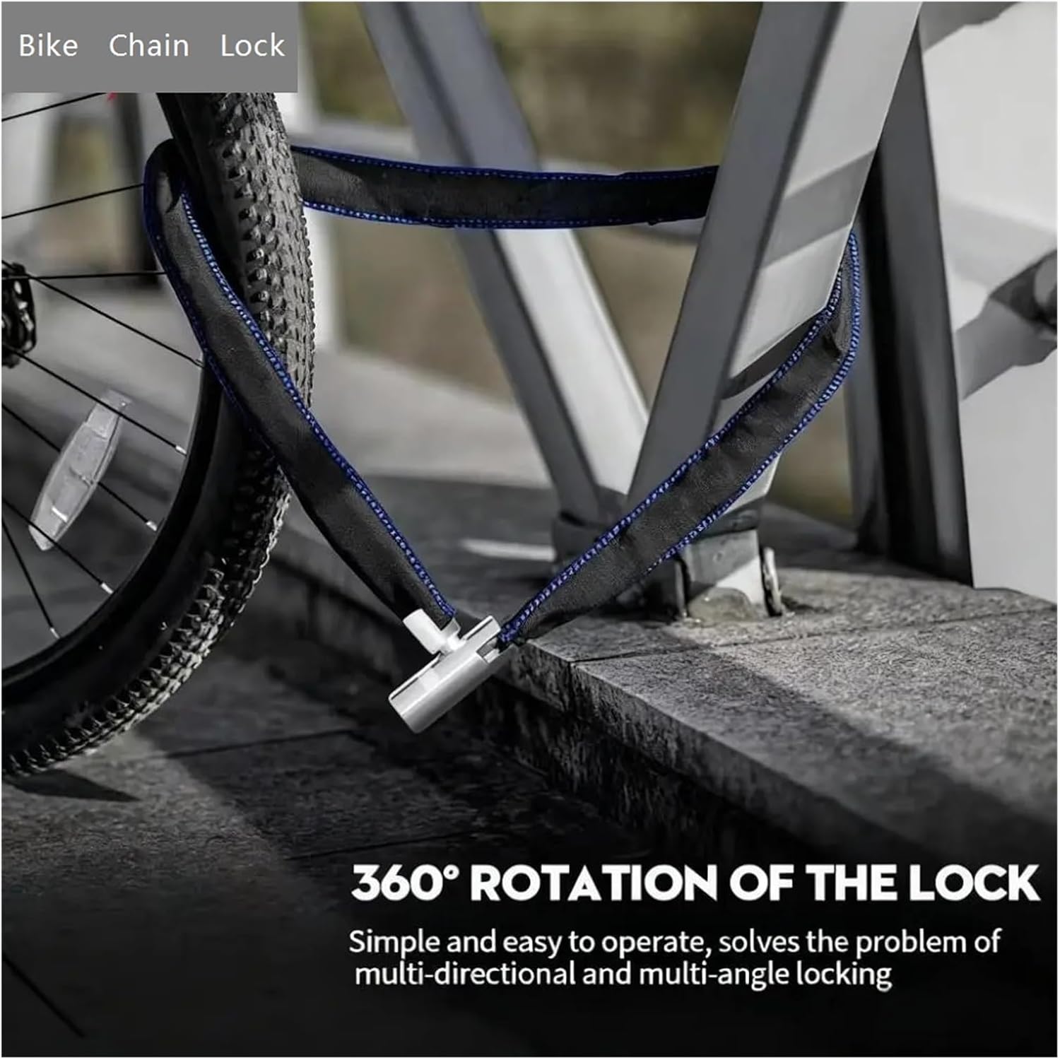 Bike Chain Lock, Lighter Weight Security, Anti-Theft Bicycle Lock for Road Mountain Bikes(80cm)