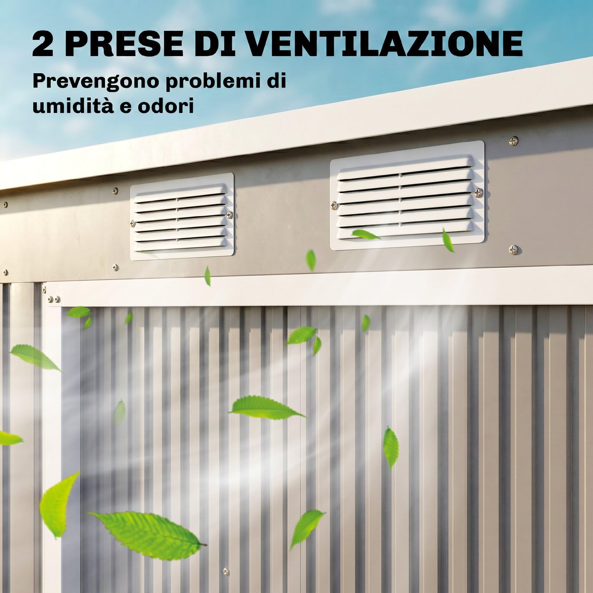 Outsunny Casetta da Giardino 2.42m² Acciaio Zincato con Kit Fondazione 213x130x172 cm Grigio