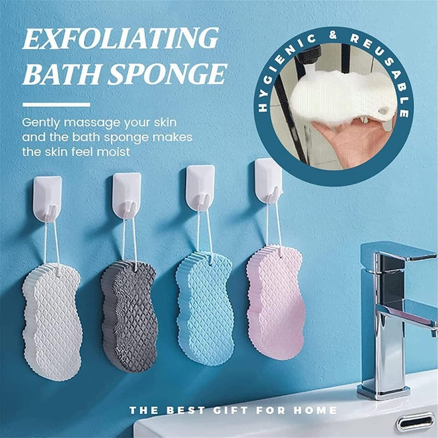 Ultra Soft Bath Body Shower Sponge,Super Morbida spugna esfoliante per il bagno, spugna esfoliante ultra morbida, per donne, uomini, bambini, grigio, 14 x 7 cm