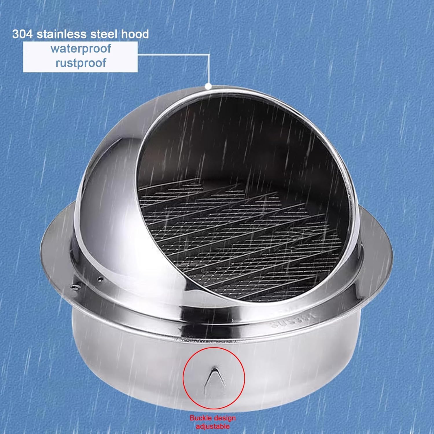 acciaio inox 304 Comignolo cappello per Range Hood 160mm Sfiato di scarico Cappello parapioggia aria Outlet Ventilazione rotondo sfiato tubo copertura Resistente alle intemperie cucina scarico Solut