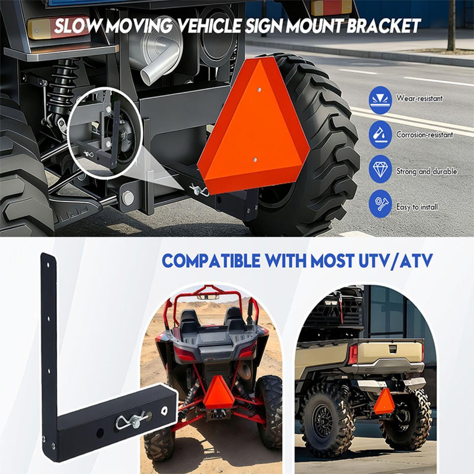 Zestaw Montażowy Uchwytu Do Znaku SMV Odporny na warunki atmosferyczne, | Mocowanie Znaków Bezpieczeństwa 35,5 Cm do wózków golfowych, maszyn rolniczych, budowy,