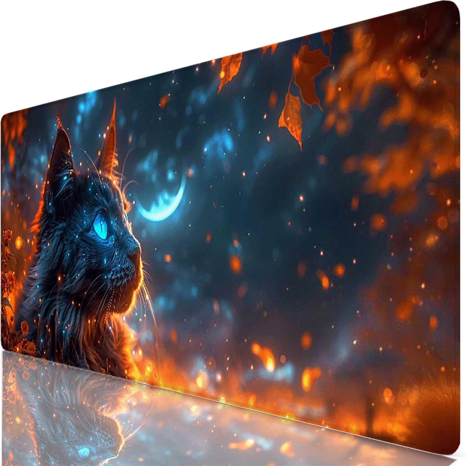 Czarna podkładka pod mysz do gier XXL 1200 x 600 x 3 mm duża podkładka pod mysz XXL podkładka pod mysz kot do klawiatury i biura, wysoka precyzja i szybkość, antypoślizgowa guma, akcesoria do gier w