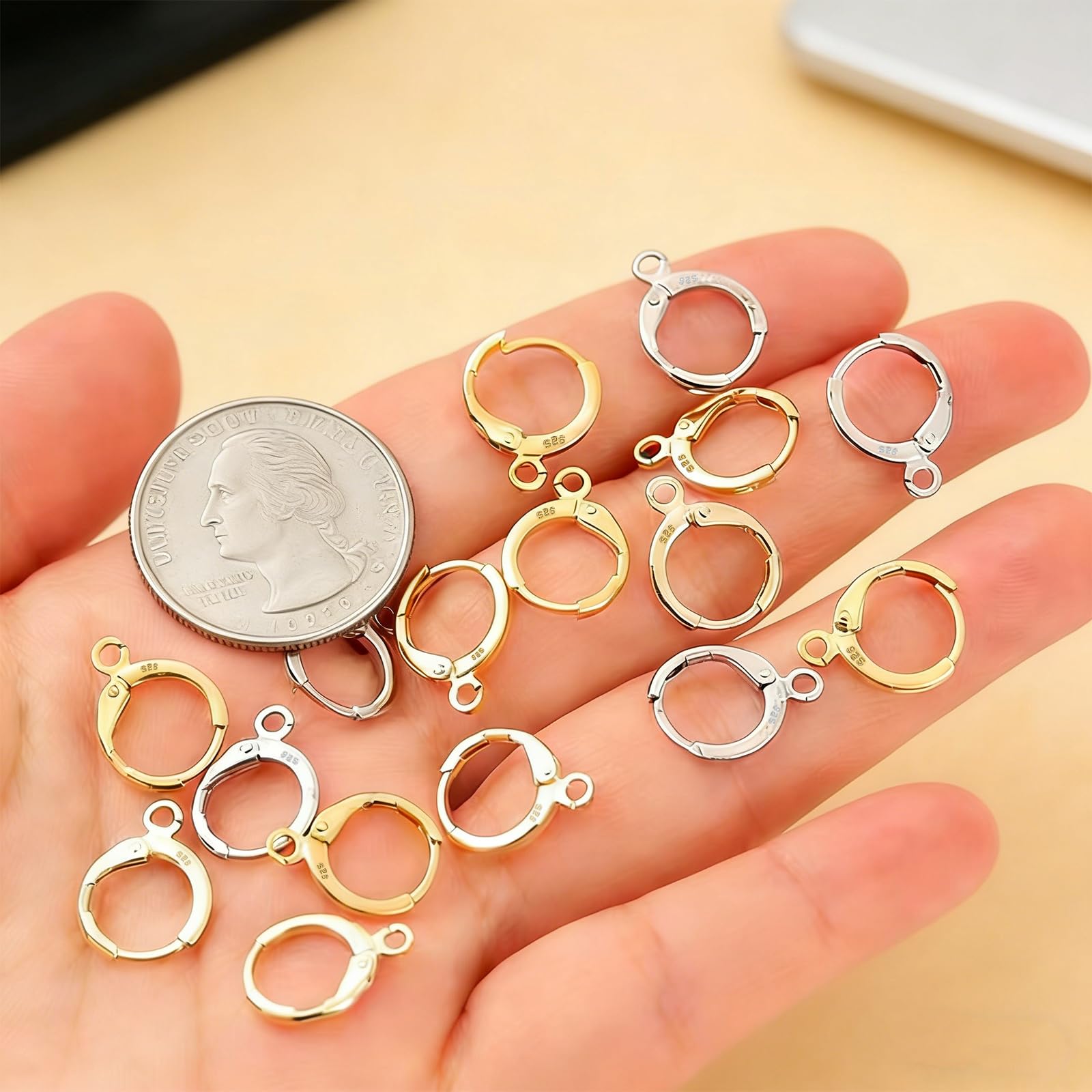 RCIDOS Kit Creazione Orecchini 80 Pezzi - Ganci Ipoallergenici Argento 925 e Oro 18K per Gioielli Fai da Te