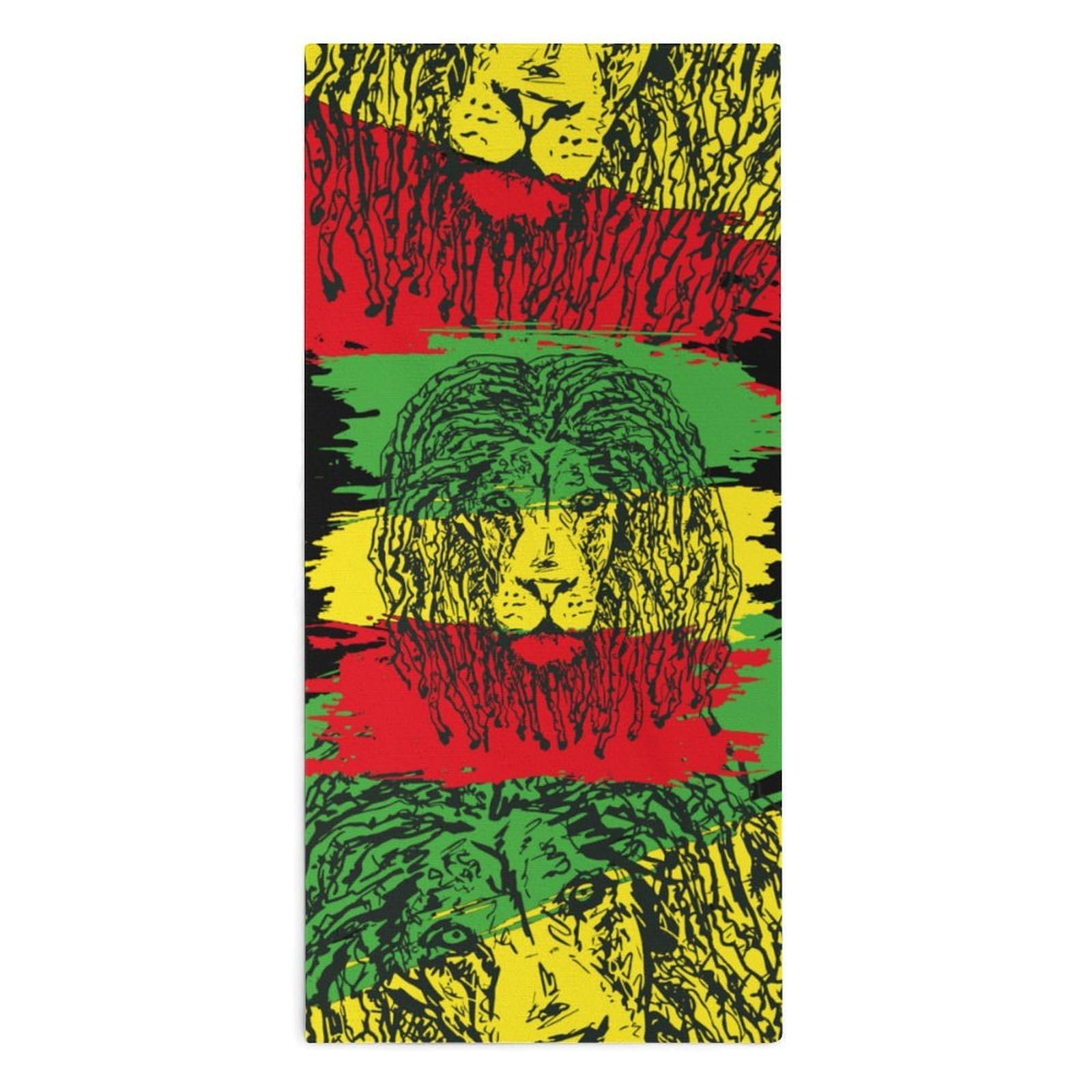 NCLQVJXZKHW Reggae-Rastafarian Flag Lion Hand Towels Soft Face Towel Gym Bathroom Travel Hotel 13"x28"