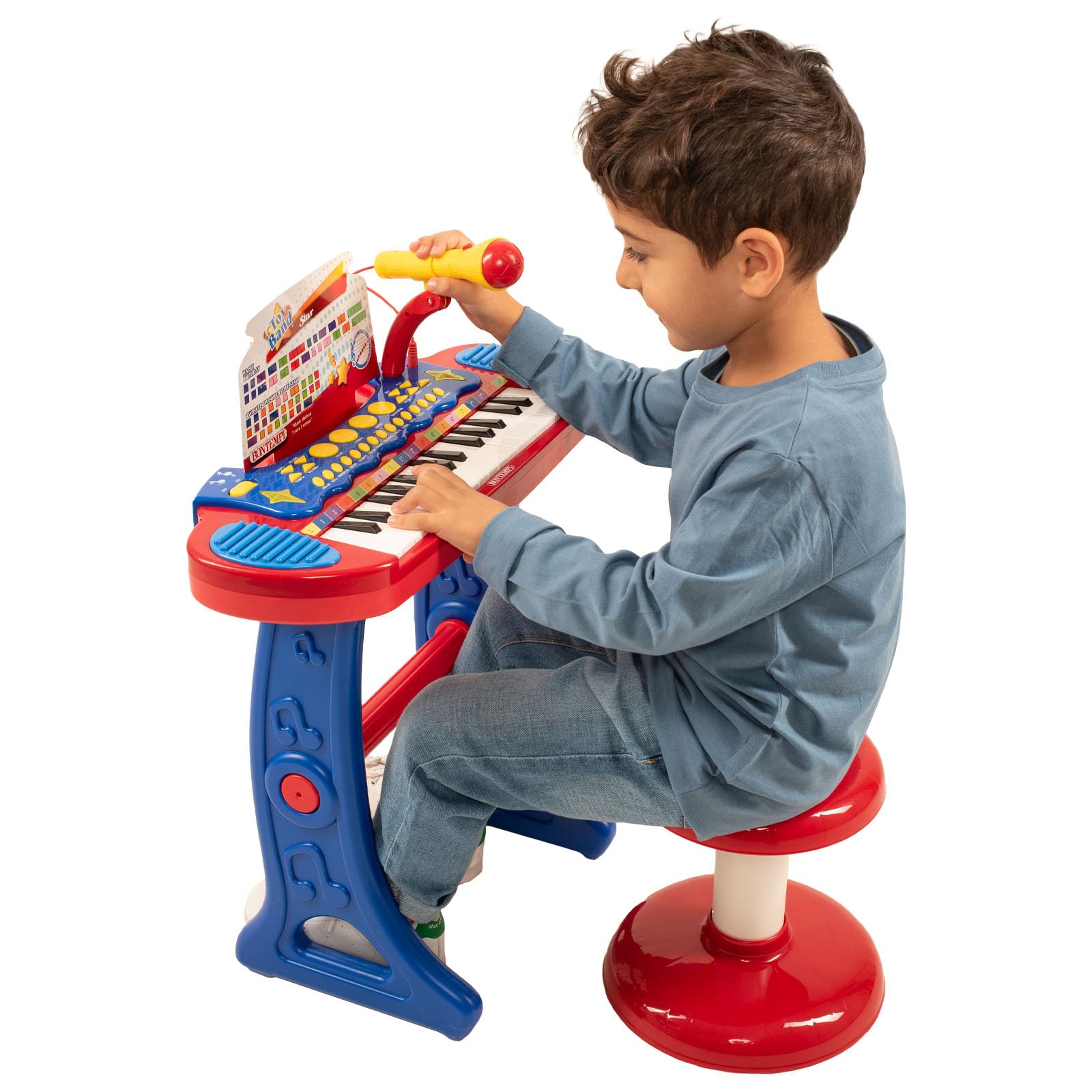 Bontempi | MiniKeyFun: Tastiera Giocattolo a 24 Tasti con Microfono e Sgabello per Piccoli Musicisti, 400x400x570 mm