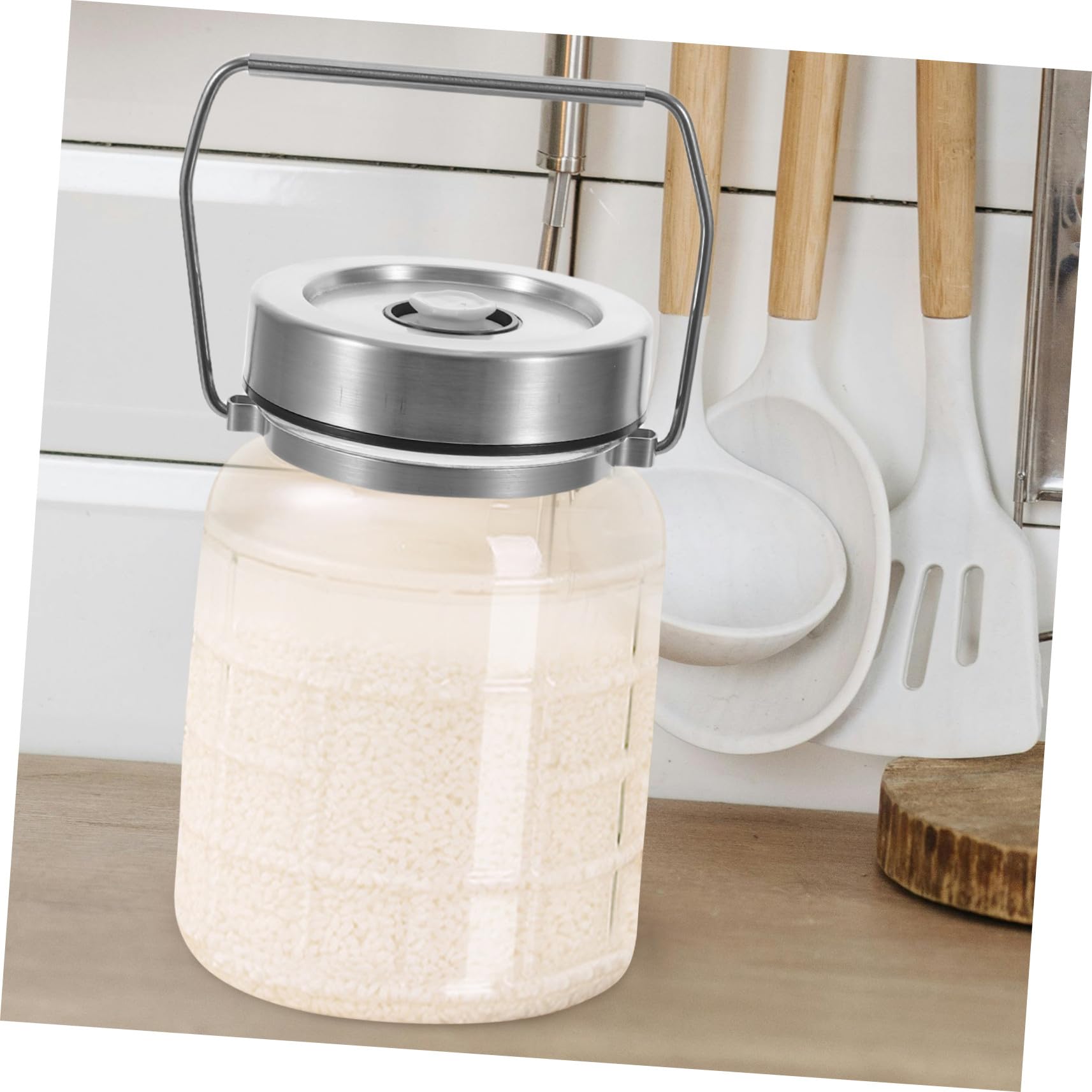 MAGICLULU contenedor de almacenamiento de alimentos Contenedores tarros de especias con tapa tarro de fermentación jarra de almacenamiento de granos Transparent