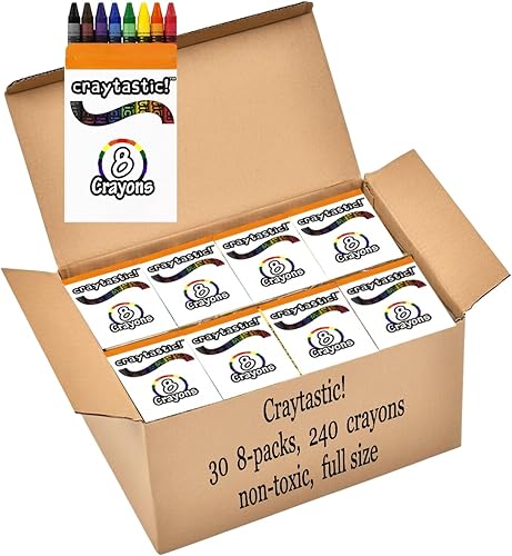 Miniatura 6 de Crayones a granel, 30 cajas individuales de 8 colorespaquete de clase  Tamaño completo, Premium (rojo, amarillo, verde, azul, morado, marrón,