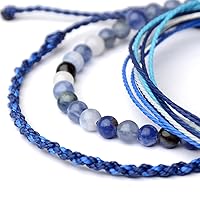 Vista 391 de Handmade Natural Stone Beaded Healing Bracelet Gift for Men Adjustable Rope String Bracelet (picasso jasper, Adjustable)