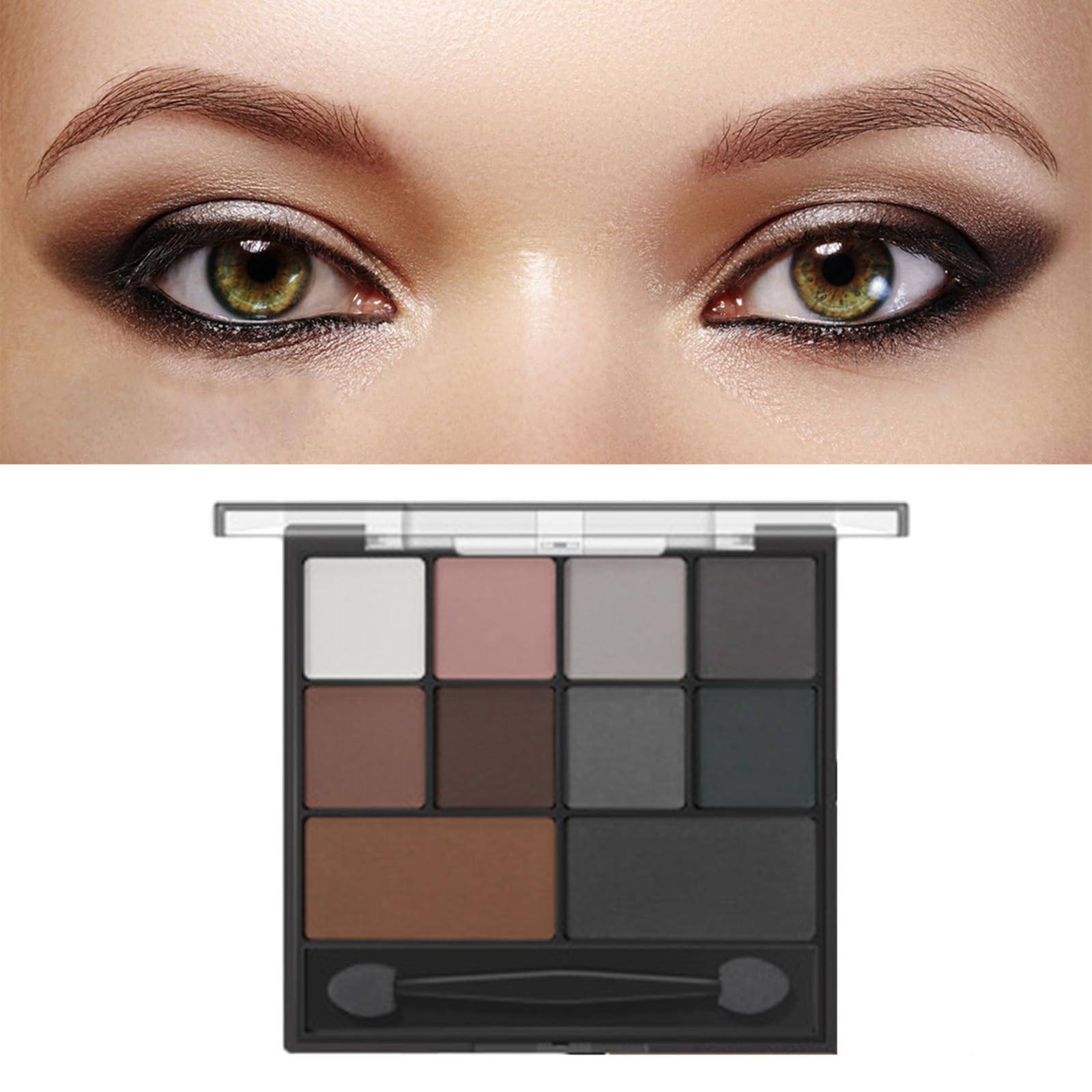 Smokey Eyeshadow Palette Black Eyeshadow Grey Eye Shadow Pallets for Women Brown Eyeshadow Palette 10 Colours Matte Eyeshadow Waterproof Nude Eye Makeup with Brush