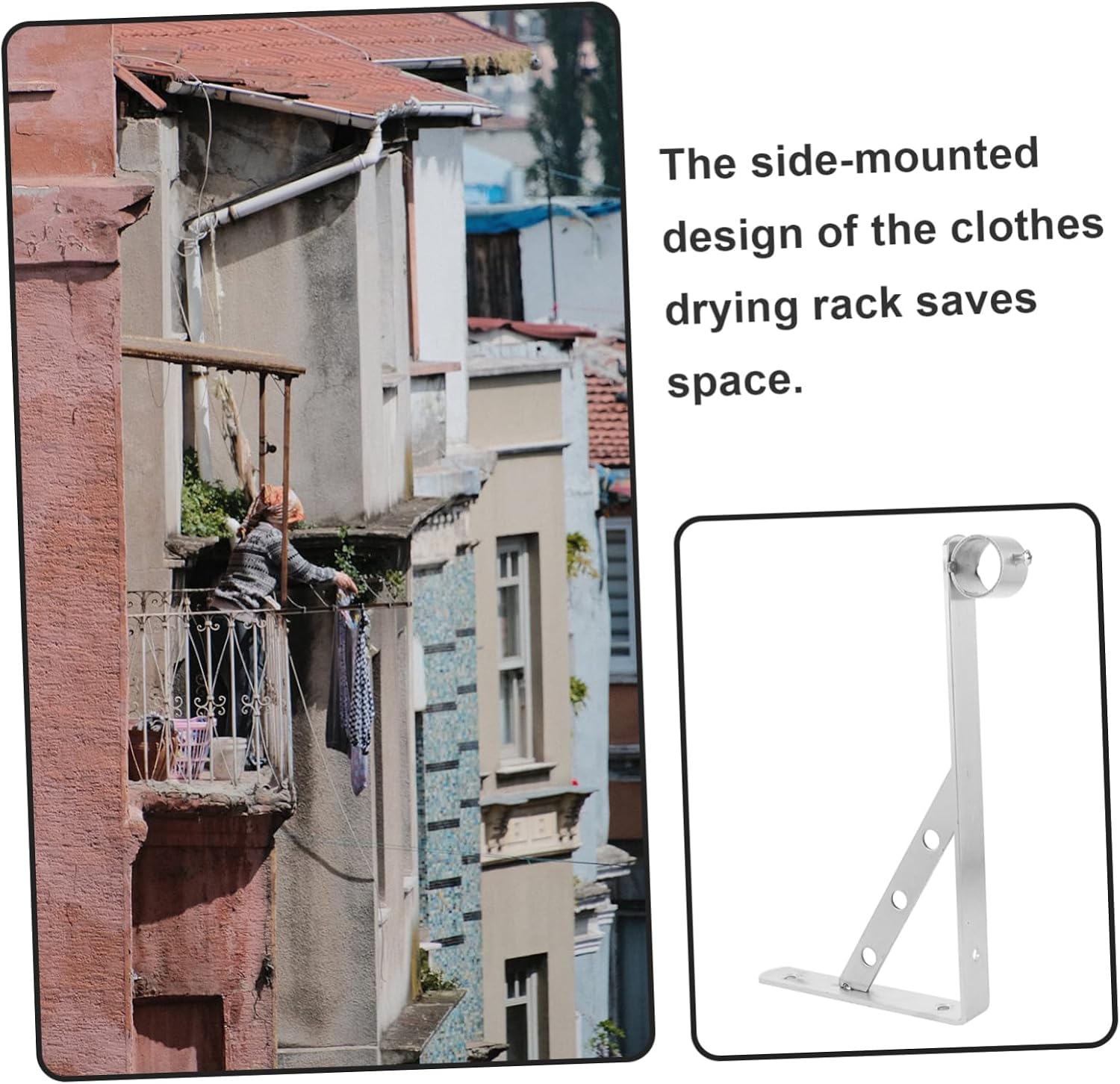2pcs Balcony Rod Brackets Wall Mounted Clothesline Holder for Space Saving Clothes Drying Curtain Rod Support Design for Stability and Durability