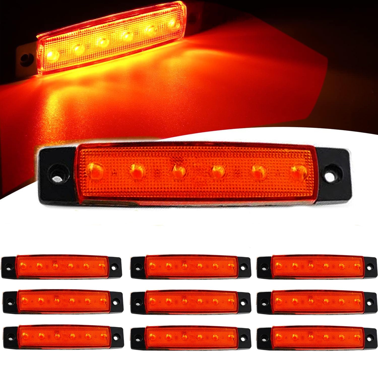 VISSQH 10 Pièces Feux De Gabarit LED Jaunes 12V 24V - Indicateurs Latéraux Pour Remorque Camion Caravane