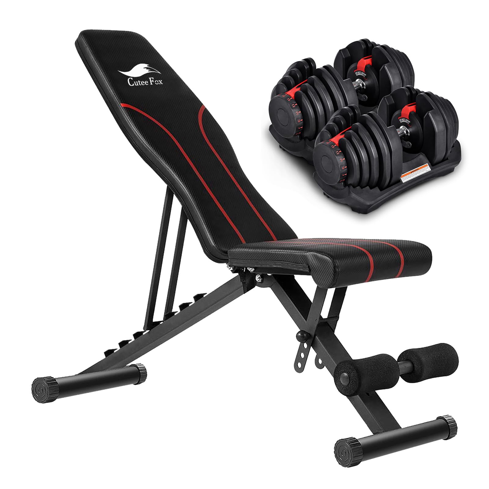 Amazon | CuteeFox 商品 トレーニングベンチ＋可変式 ダンベル 40kg