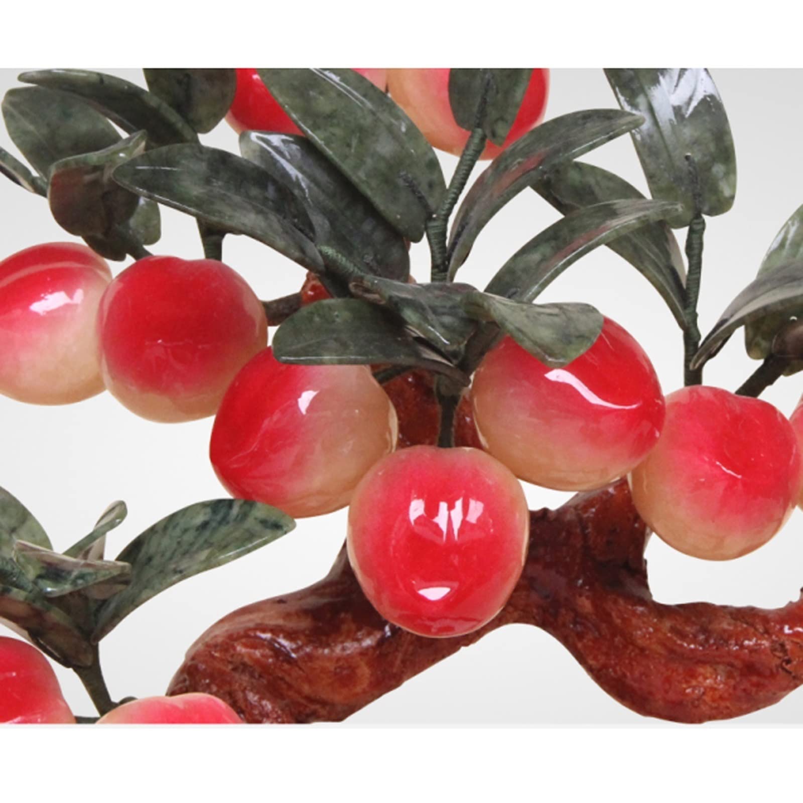 Bonsaï Artificiel Plante Artificielle en Pot de Jade sculpté artificiellement Pierre bonsaï Bonsai Arbre rocheuses artificielles longévité pêche Maison décoration Bureau Faux Arbre D'intérieur