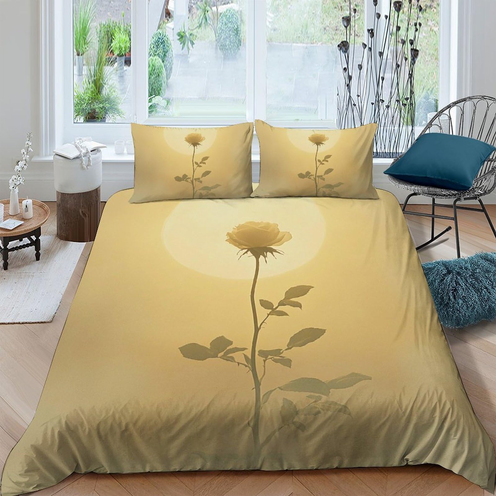 Ctjqhvkz Style-9 3D Printed Sunflower Sunrise Fitted Sheet Microfiber Soft Anti-Slip Yellow Blossom Bed Cover For Bedroom Guest Room Single（135X200cm）