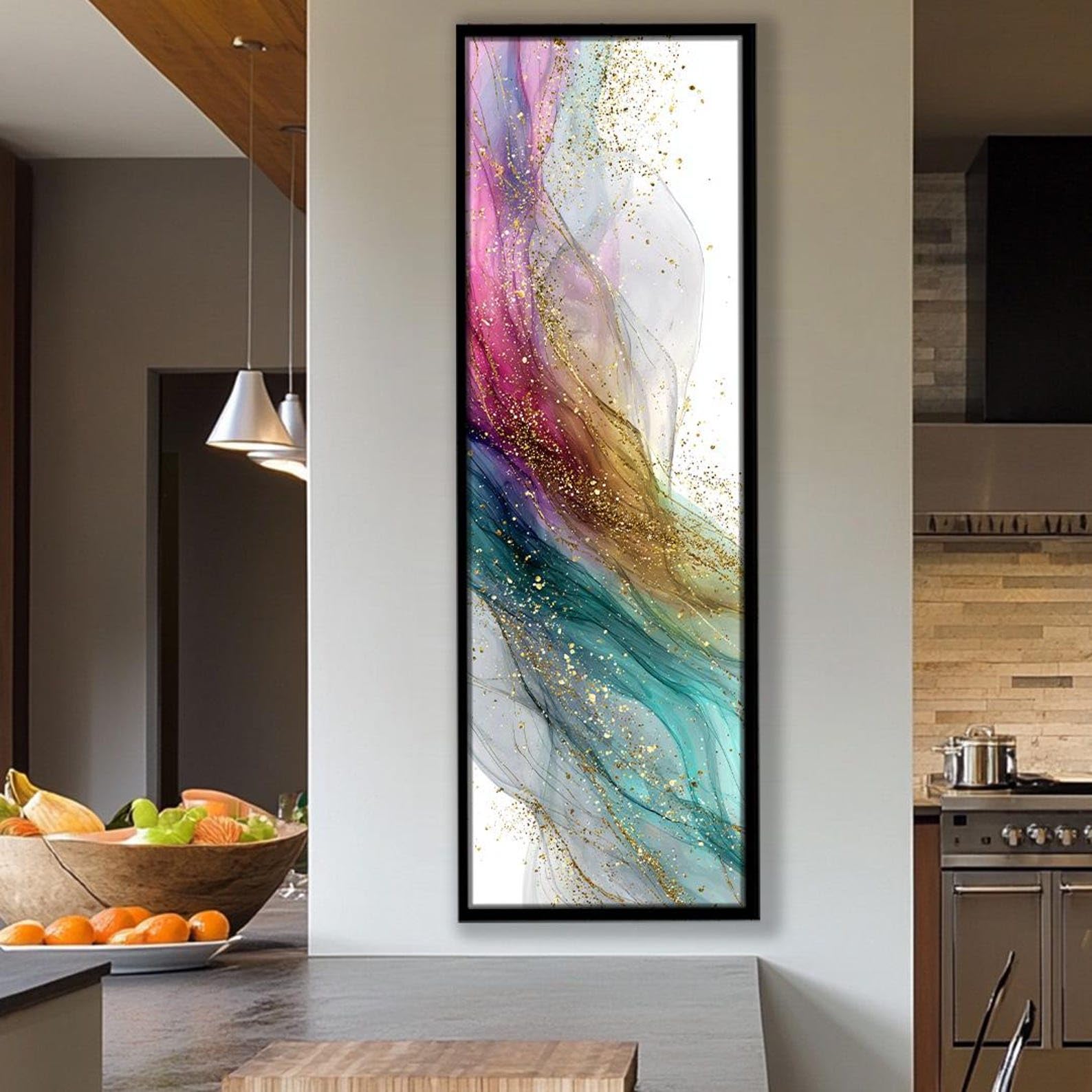 YUSUZHU Quadro su tela alto e stretto, stampa verticale per ufficio, sala da pranzo, camera da letto, opera d'arte lunga e stretta (60x180 cm/senza cornice)