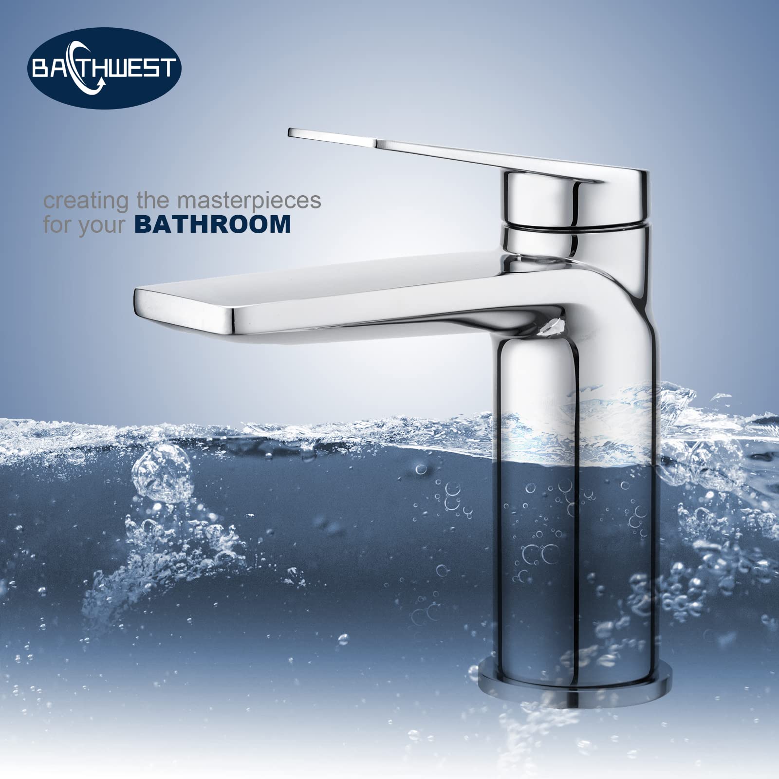 Miscelatore per lavabo Monoblocco Bagno Rubinetti per lavabo Singola Leva Ottone Cromato Rubinetti per lavabo UltraSottile Uscita Calda e Fredda Miscelatore con 2 × M10 × 12 BSP