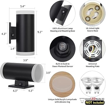 Dusk to Dawn Outdoor Wall Light 1-Pack and Dusk Till Dawn Outdoor Lighting 2-Pack