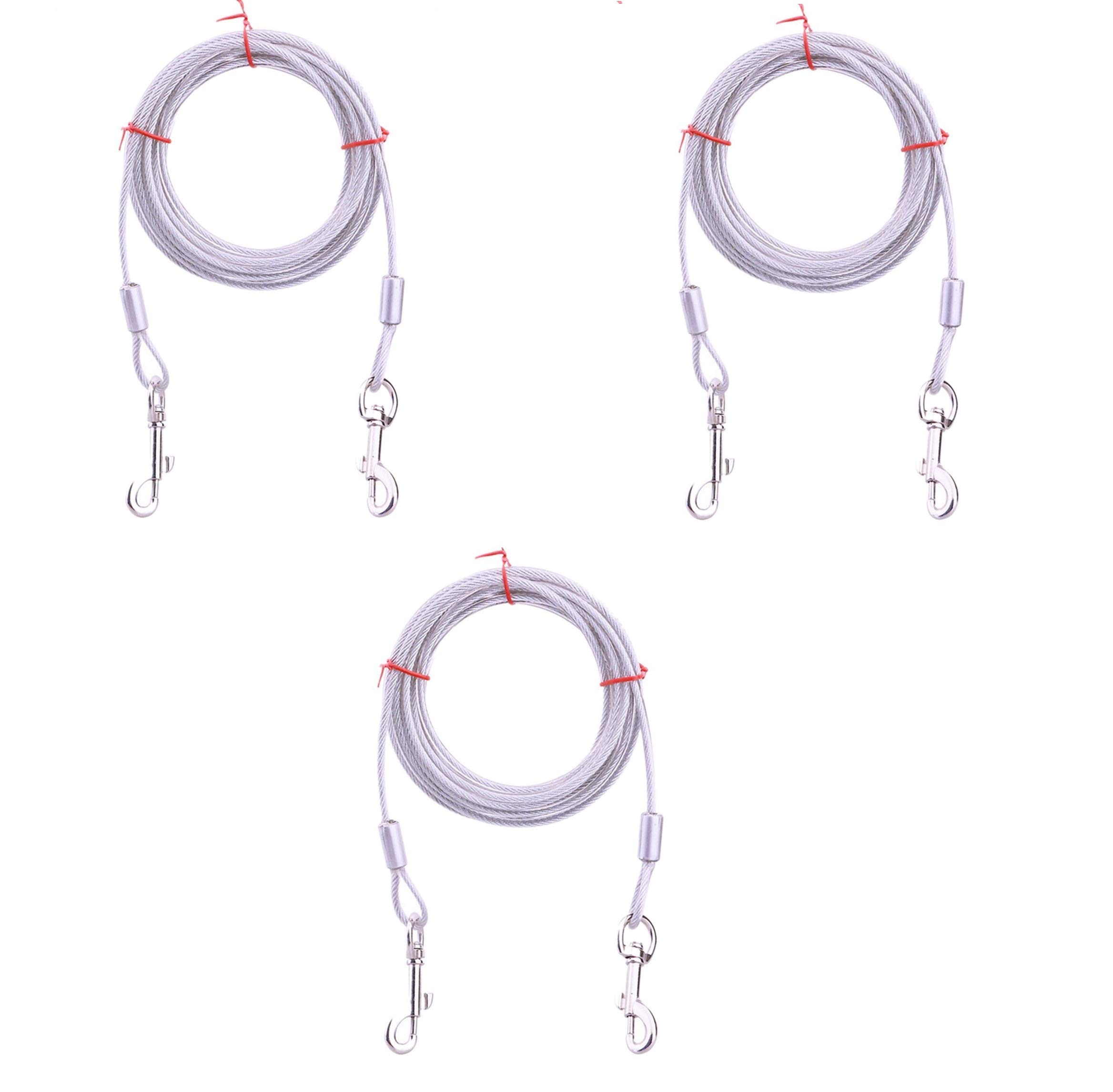 LAFILLETTE Stainless Steel Tie-Out Cable/Leash for Dogs (Silver:15 feet) (Pack of 3) (B08PTSBPMP) Amazon Price History, Amazon Price Tracker