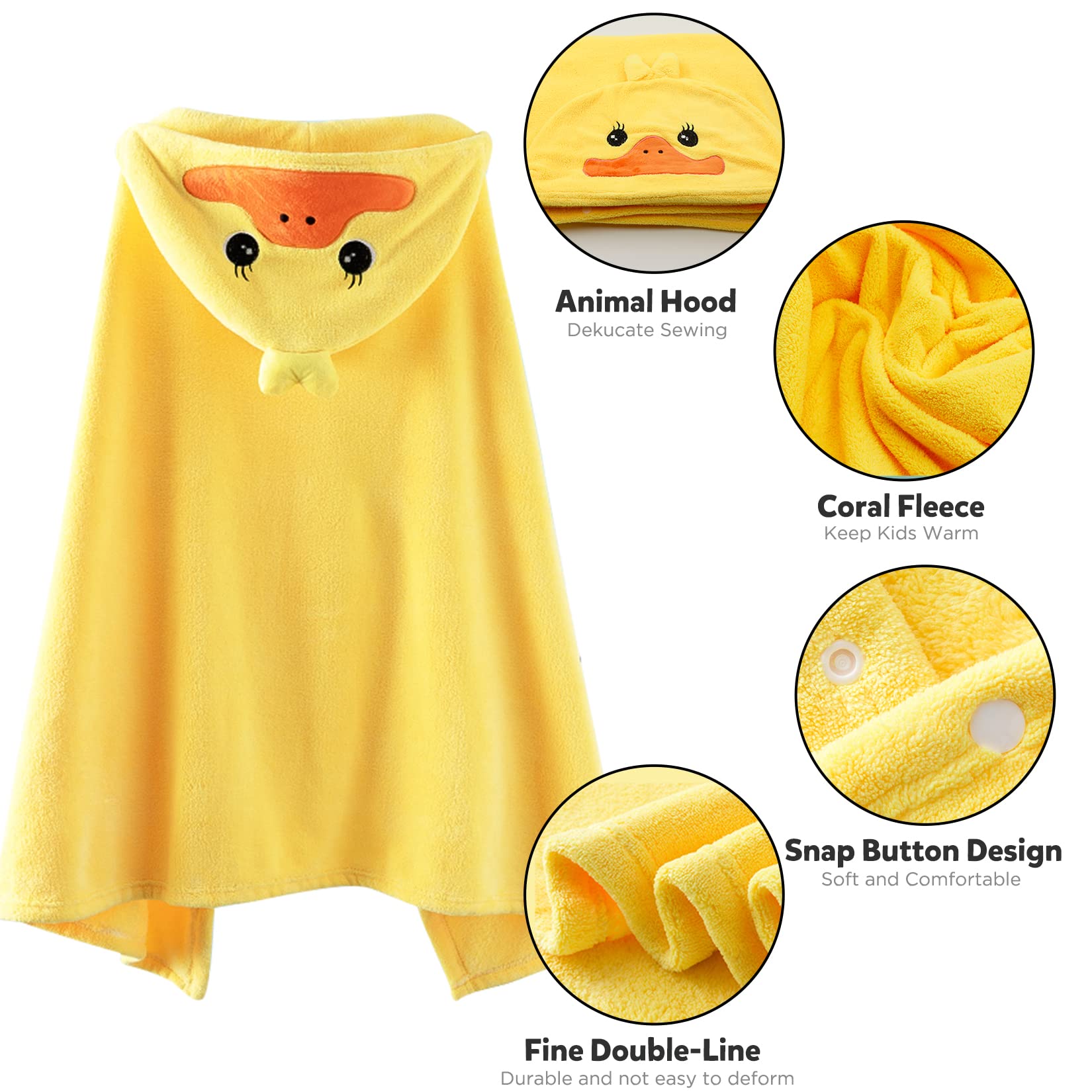 ROMASA Toalla de baño para bebé, ultrasuave, con Capucha, Altamente Absorbente, Manta de baño para niños y niñas, Extra Grande, 27.5 x 55 Pulgadas (Amarillo)