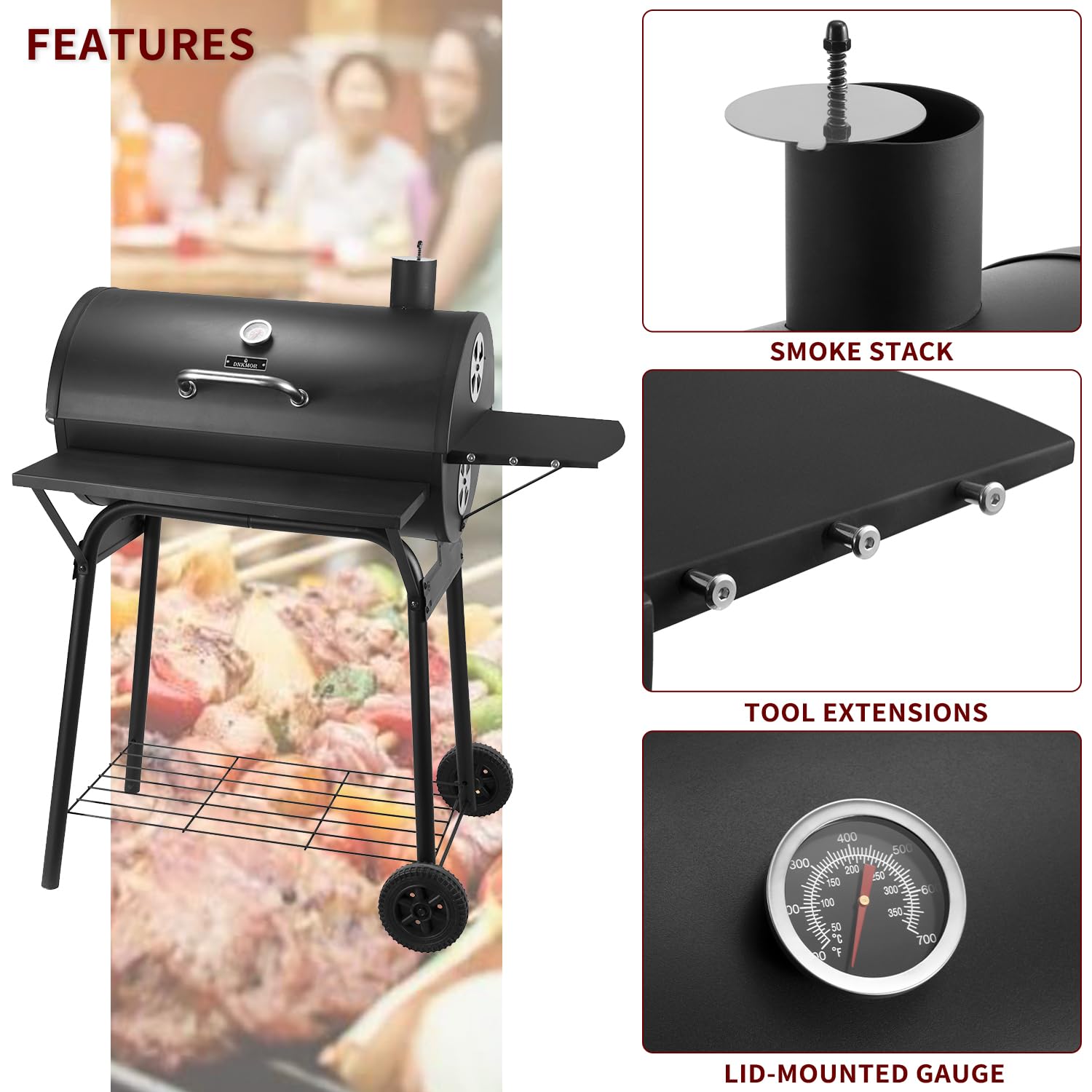 KINGSFORD ３０インチ バレルグリル　大型　使用 バーベキュー用 Royal Gourmet ロイヤルグルメ 30インチ チャコール グリル CDシリーズ