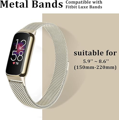 Miniatura 5 de surundo Compatible with Fitbit-Luxe-Bands for Women Men, Magnetic Clasp Stainless Steel Mesh Metal Milanese Loop Wristband Replacement Strap for