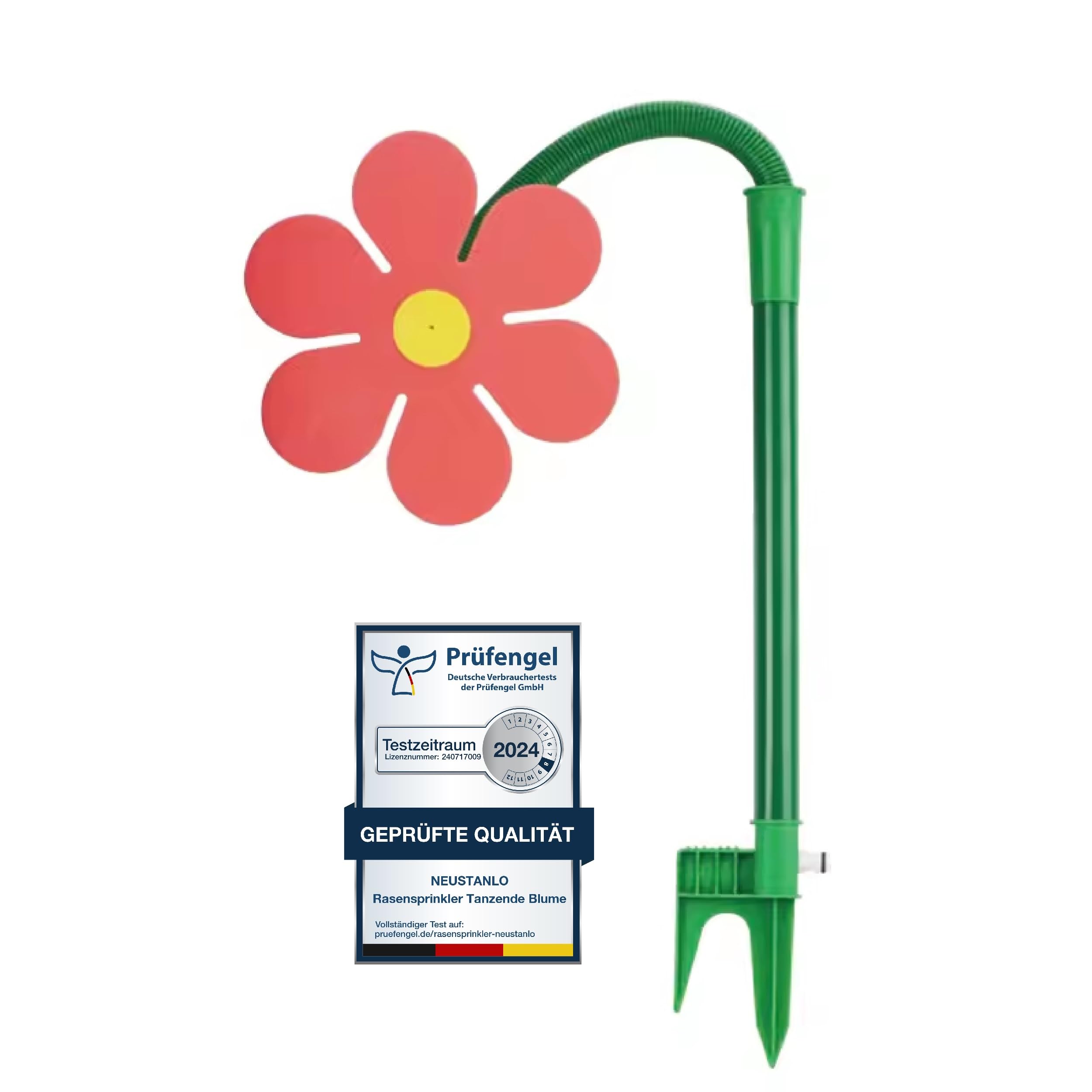 Neustanlo | Rasensprinkler Tanzende Blume | Farbe: Rot | Bewässerung Sprenger beweglich | der ideale Spaß für den Garten