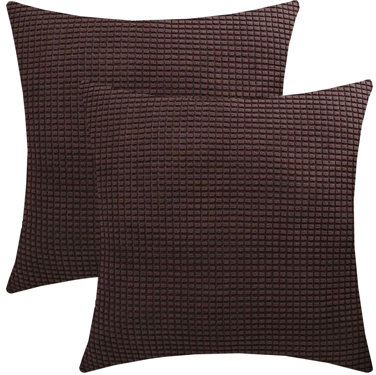 Cushion Covers Pack of 2 Large Decorative Square Throw Pillow Case Green/Brown/Grey/Blue for Sofa Living Room Couch,Rectangle Pillowcase Covers with Invisible Zipper(Dark brown,85x85cm(Set of 2 ))