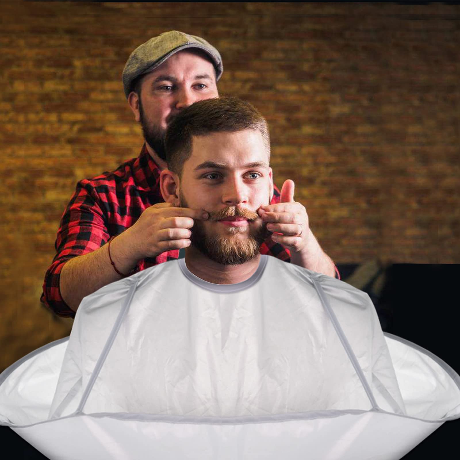 Hair Apron Cape Hairstylist Simple Design Pattern Hair Cutting Cloak Beard Shaving Umbrella Waterproof Cape Barber Home Salon Haircut Hairdresser Apron Cloth for Adult Women Men Kids-image-5
