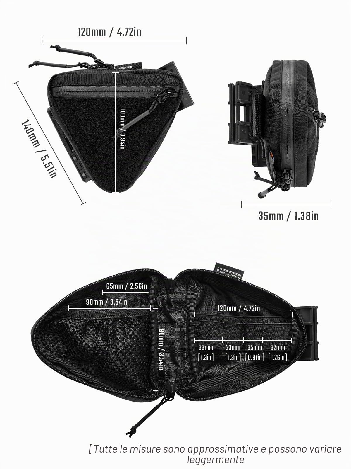 TACTICAL_GEEK Storage A8 Mini EDC Borsa, Multifunzionale Organizzazione, Piccolo Organizer con cinghie, Utility Tasca con cerniera per uso quotidiano, Cordura Nero, Piccola borsa