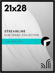 Americanflat 21x28 Poster Frame with Polished Plexiglass - Streamline Collection - Thin Border Picture Frame for Wall Display - Hanging Hardware Included - Black