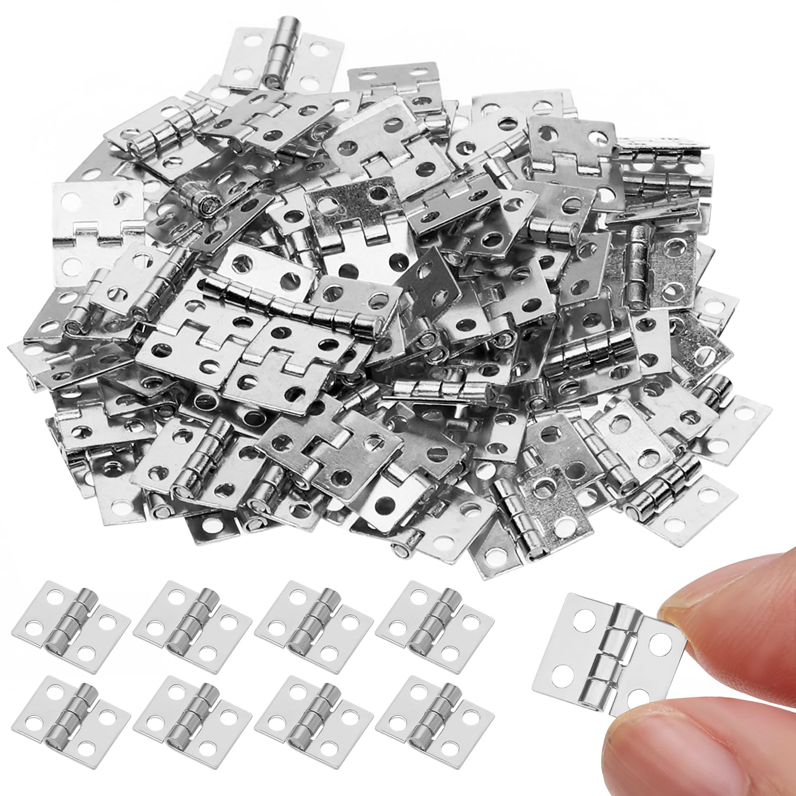 TIESOME 100 mini cerniere con 400 viti, in ottone, per il fai da te, piccole cerniere pieghevoli, per modellismo, mini cardine per armadio, cassapanca in legno fai da te