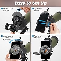 Vista 4 de GOSKY Montura Adaptador para Smartphone Tamaño Regular - Compatible con Prismáticos, Monoculares, Miras de Detección, Telescopio, Microscopios Se