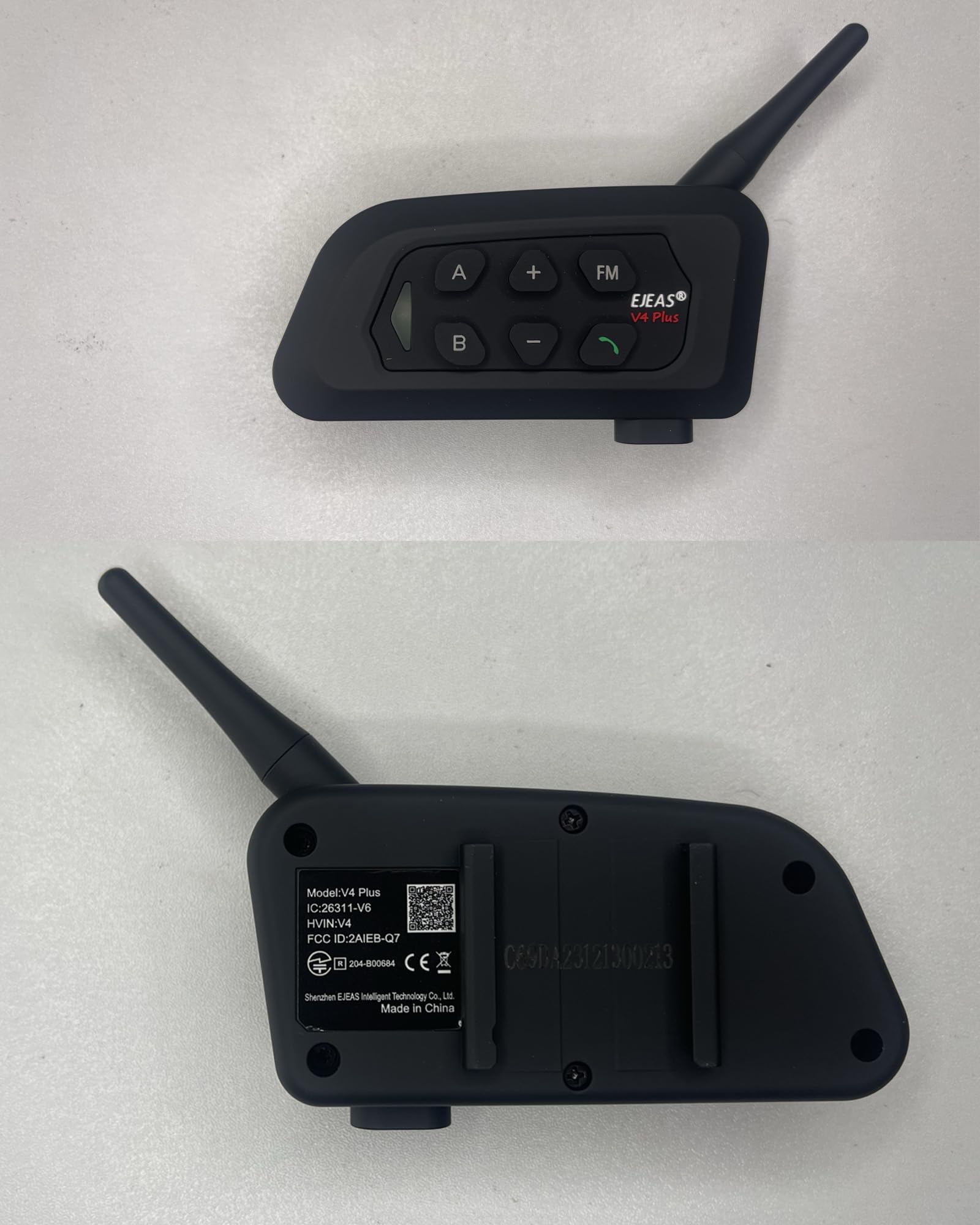 V4 Plus - Intercomunicador Bluetooth para casco de motocicleta, sistema de comunicación grupal de 4 paseos para motociclismo, árbitros, fútbol, esquí, ATV/todoterreno (paquete de 4)