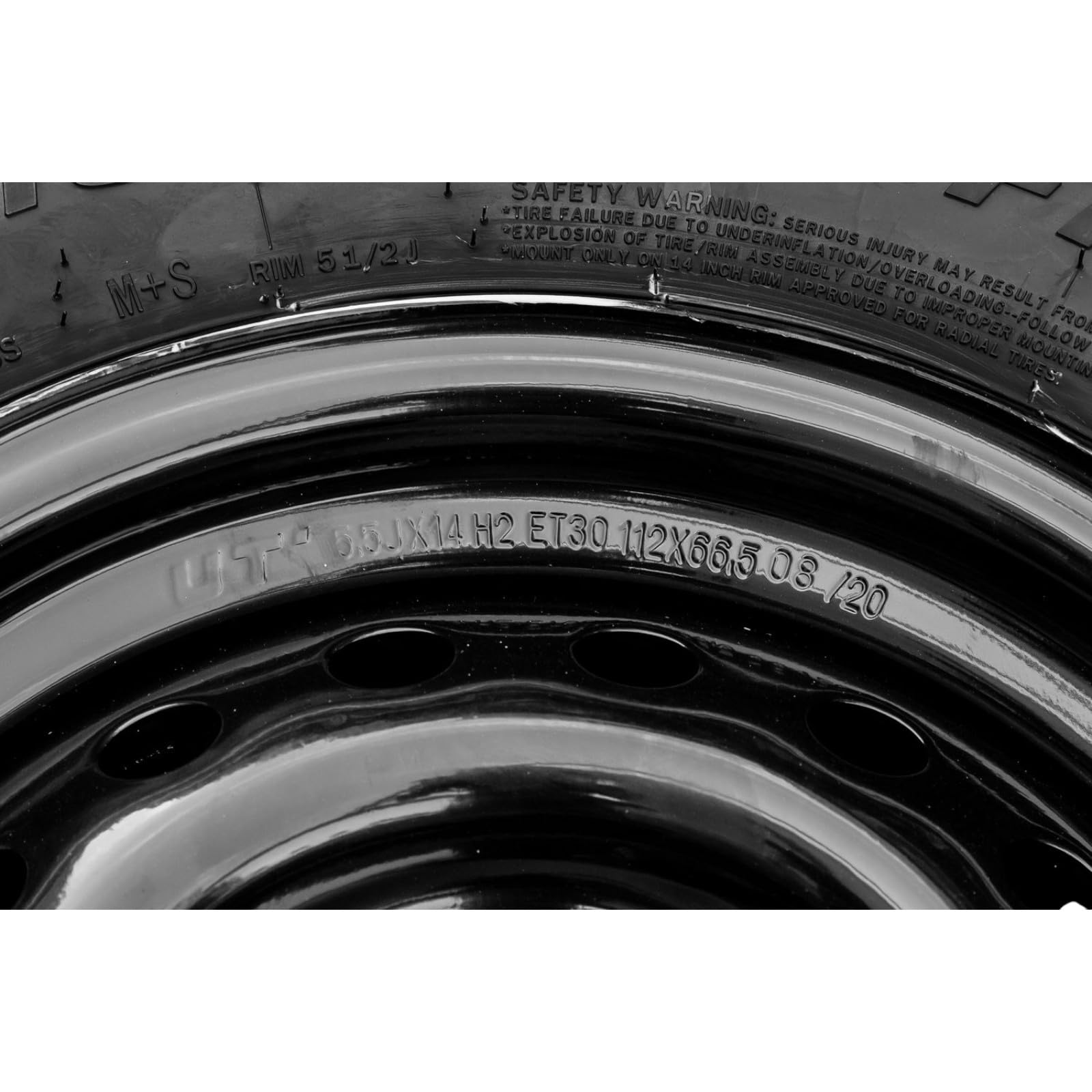 UNITRAILER Rueda para Remolque Pesado 185/80 R14C de Alta Estabilidad y 900 kg, Llanta de Acero Negra 5.5Jx14"H2 5x112 ET:30, Neumático Reforzado LINGLONG 104/102N